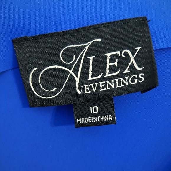 Alex Evenings Sleeveless Dress 10 Medium Royal Blue Formal Wedding Stretch Scuba - Picture 6 of 9